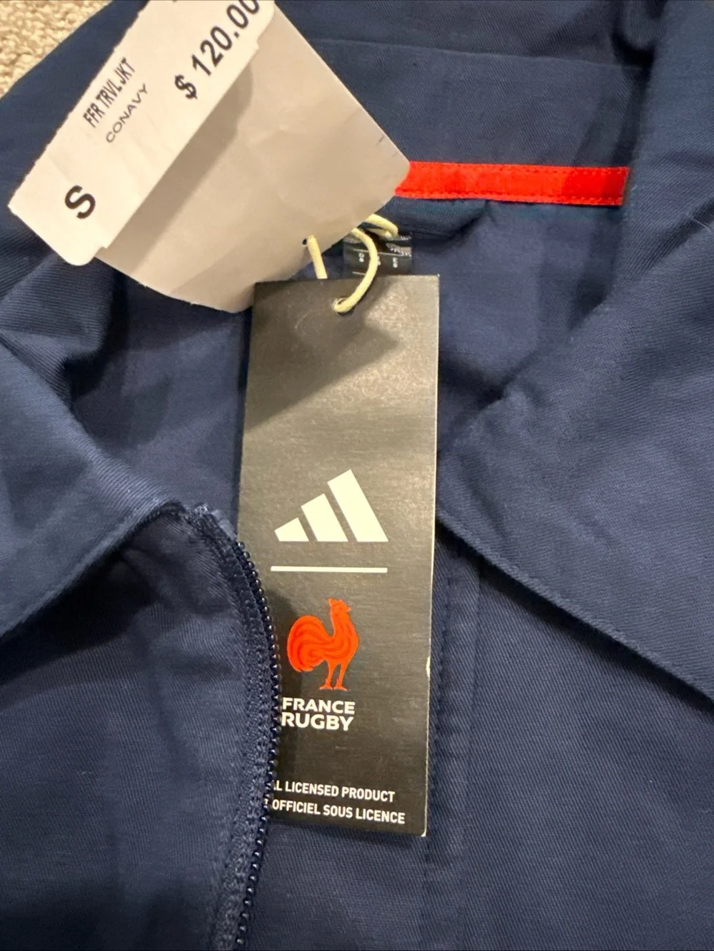Men’s Size Small Adidas France Rugby Full Zip Jacket JM5016